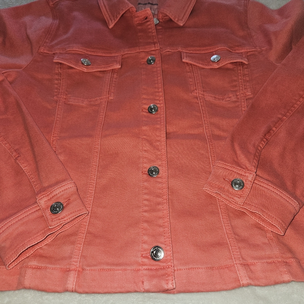 Tommy Bahama Leila Mineral Wash Button Front Denim Jacket: Lt Pomodoro: Medium - Picture 3 of 12